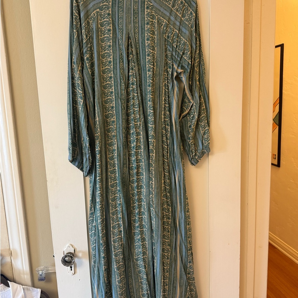 Natalie Martin Fiore Mint Green And Blue Striped Paisley Long Dress - Size M. - Picture 5 of 10
